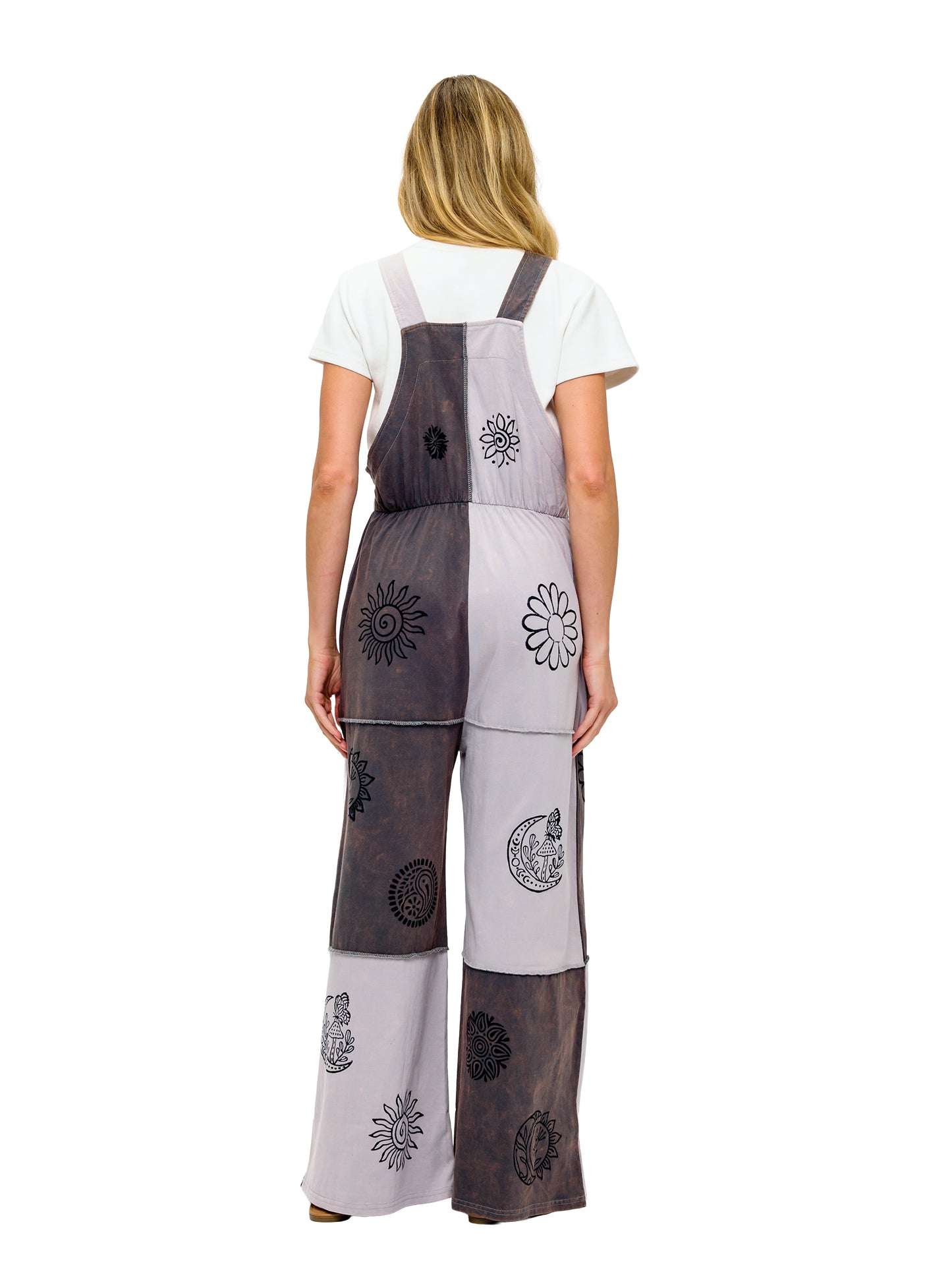 Boho Patchwork Overall Razor Cut Hand Painted