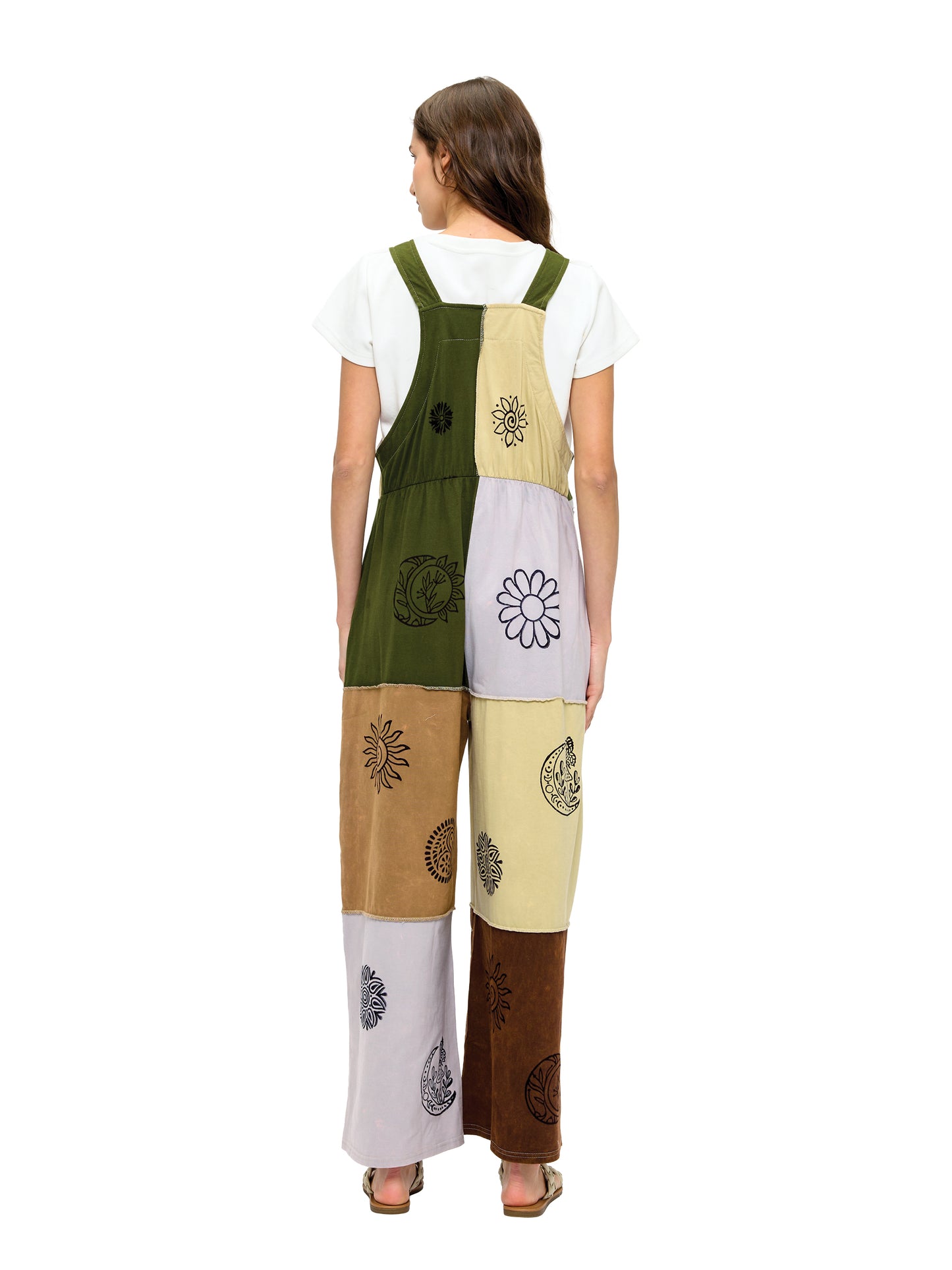 Boho Patchwork Overall Razor Cut Hand Painted