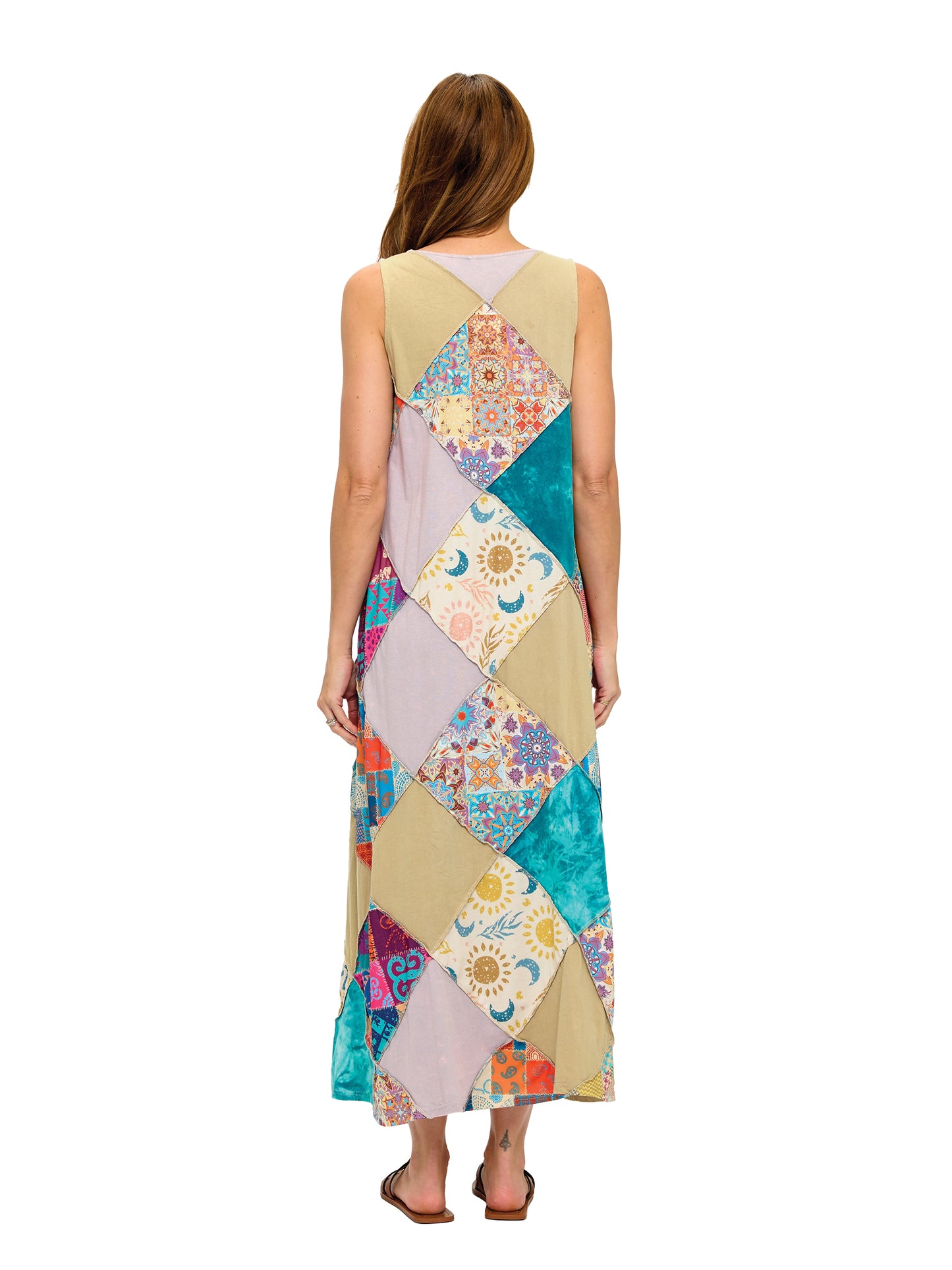 Boho Hippie Patchwork Midi Dress