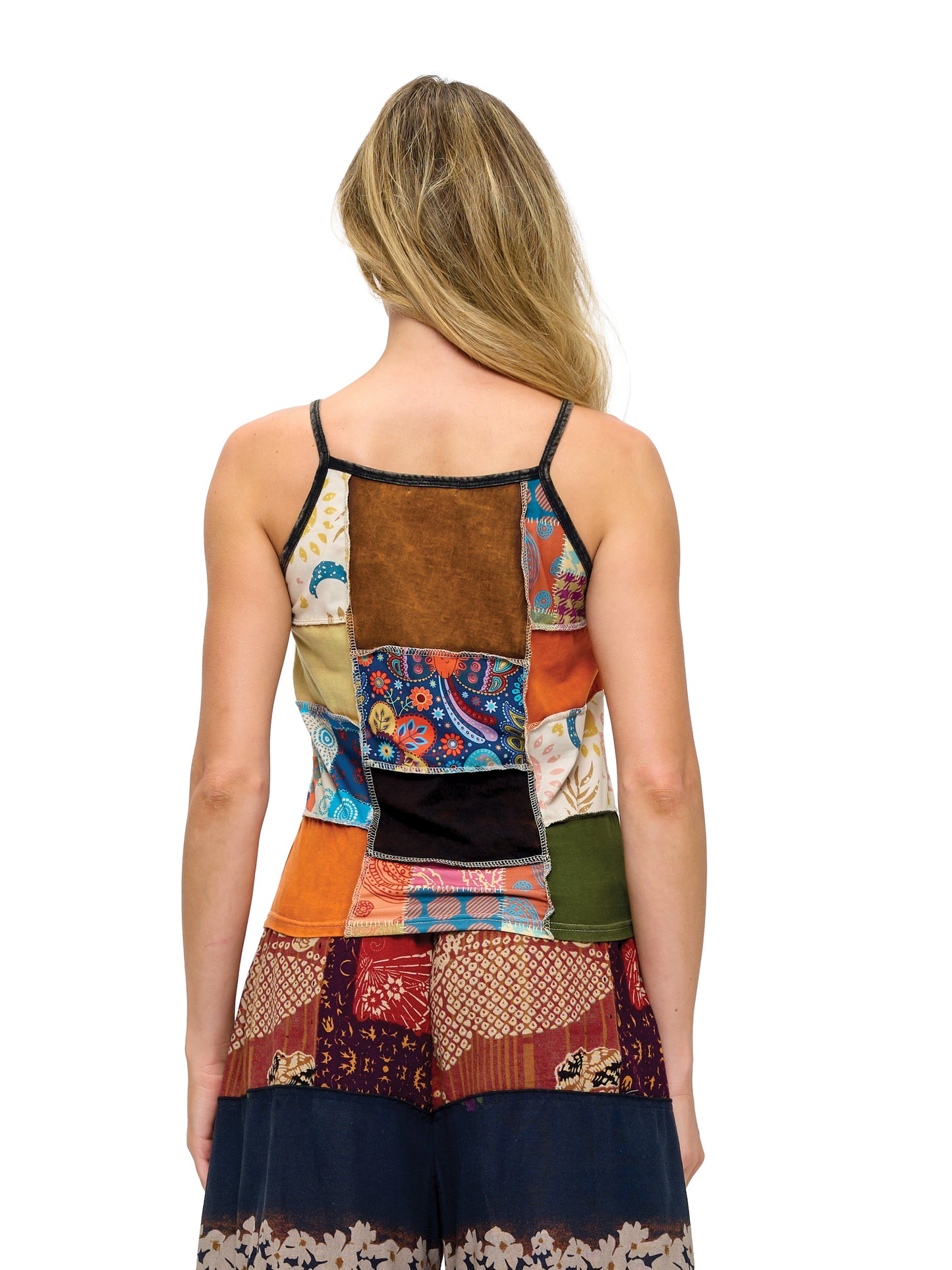 Tank Top Floral Patchwork Vintage Washed