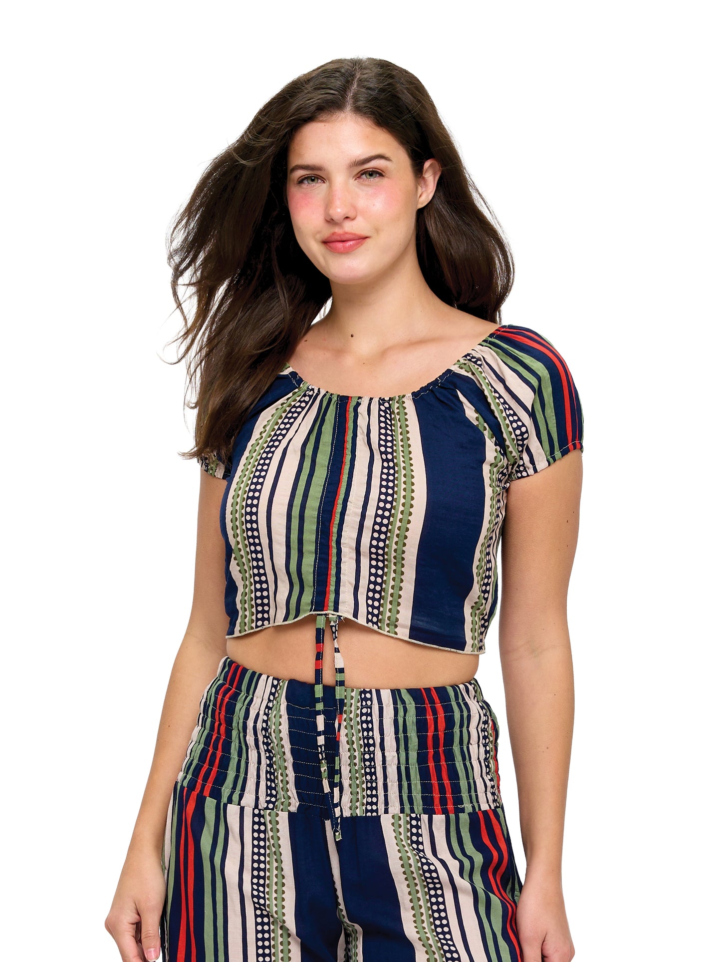 Bohemian Adjustable Striped Crop Top