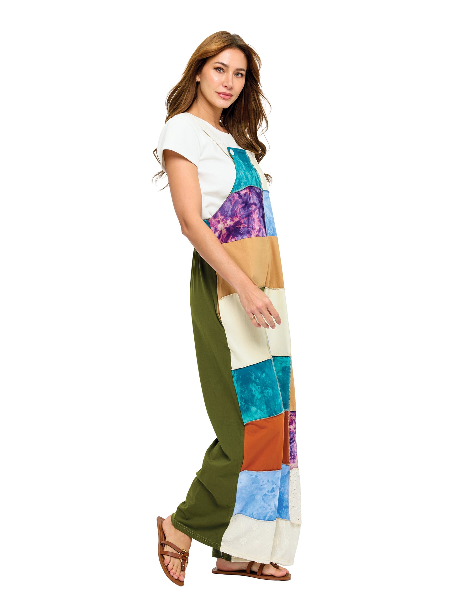Hippie Wide Leg Tie Dye Patch Overall
