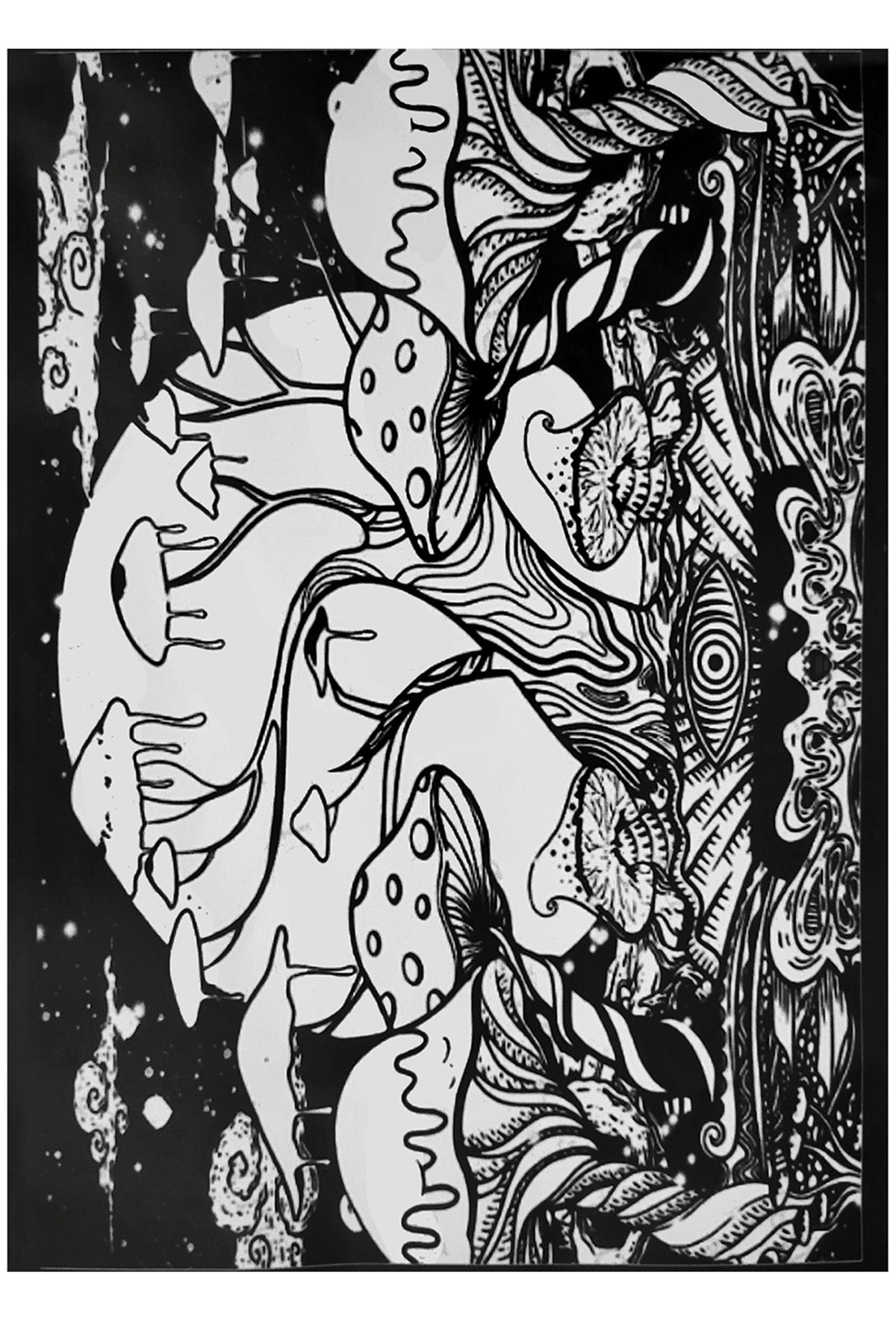 Magic Mushrooms Moon Tapestry
