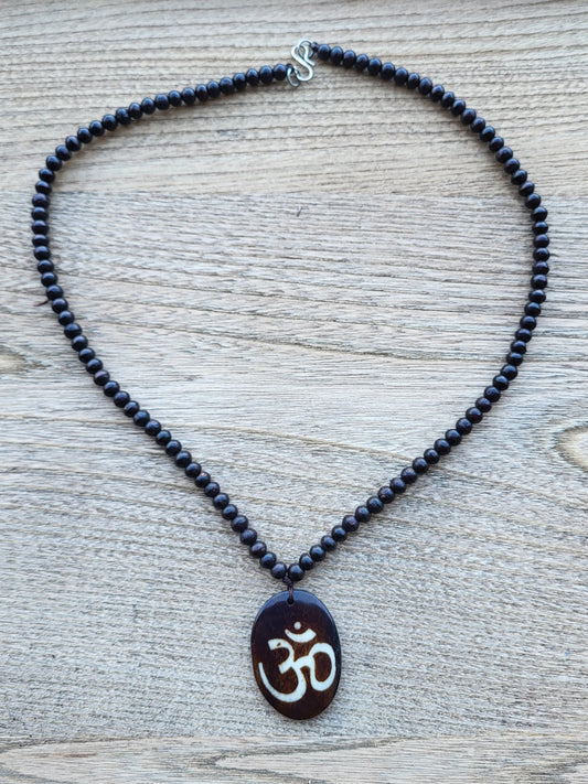 Om Necklace Rose Wood