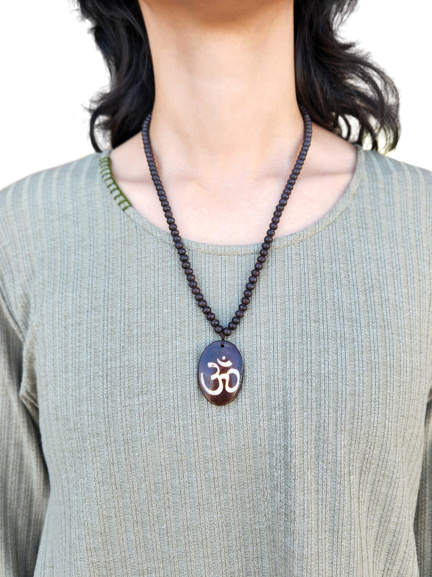 Om Necklace Rose Wood
