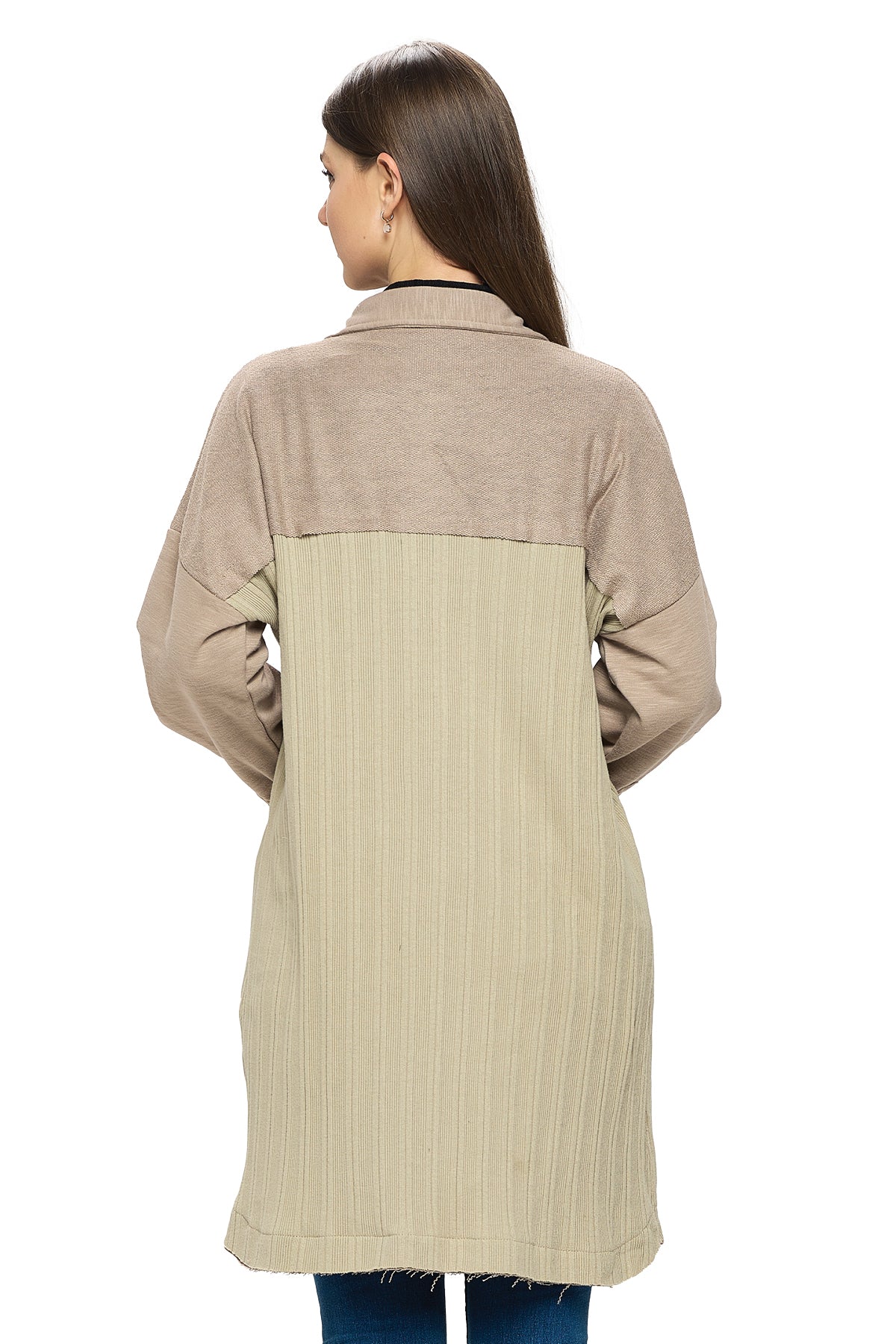Long Shacket Button Up Casual Ribbed