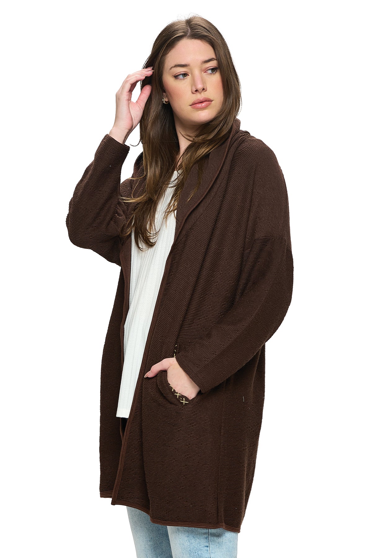 Cardigan Textured Oversized With Pockets