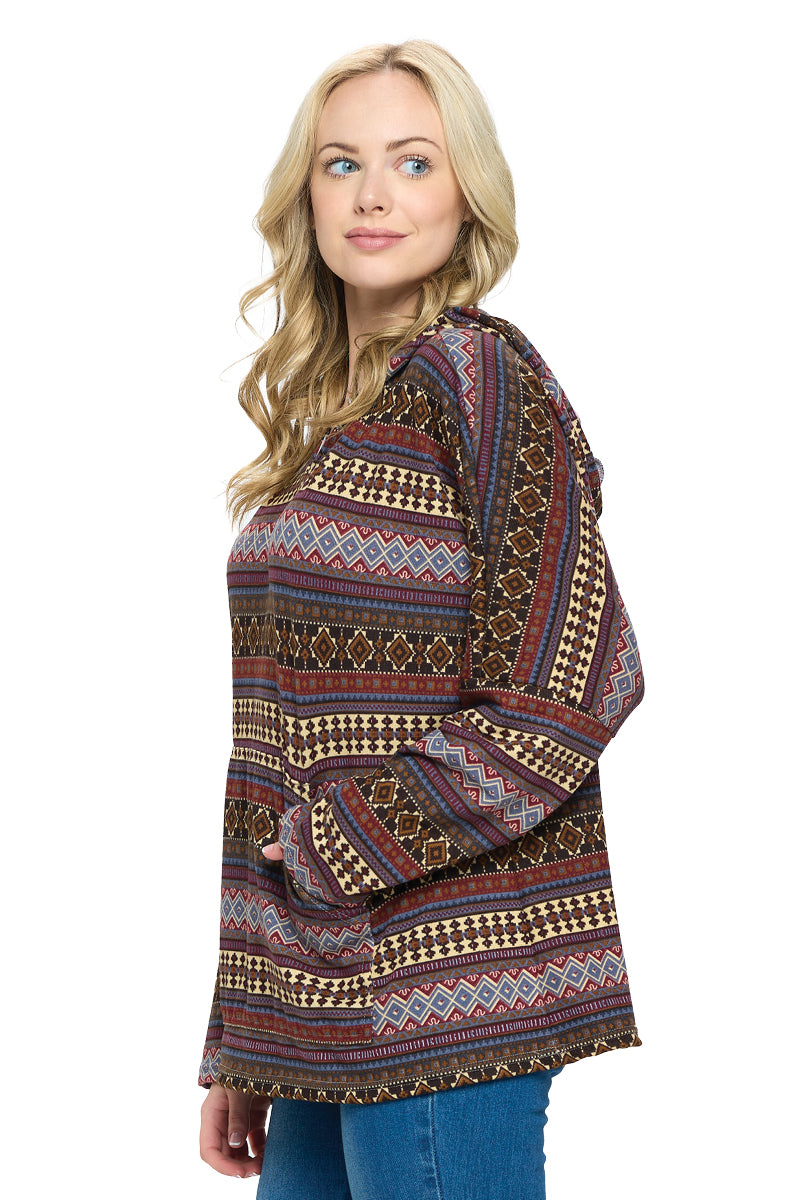 Hoodie Tribal Print Loose Fit
