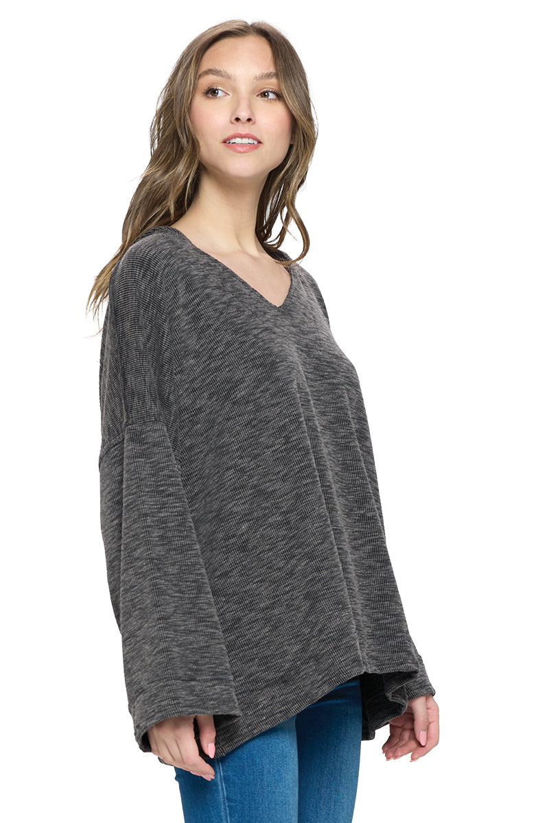 Black Hoodie Ribbed Raw Loose Fit