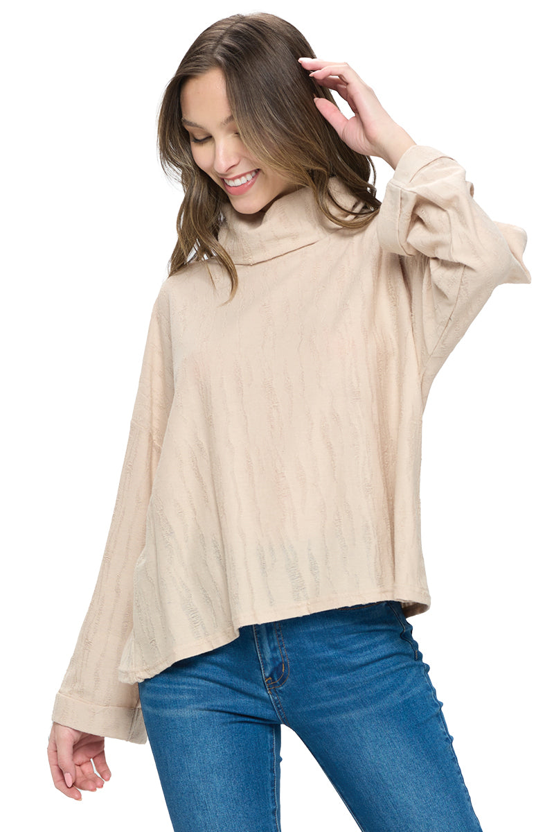 Top Cowl Neck Ripped