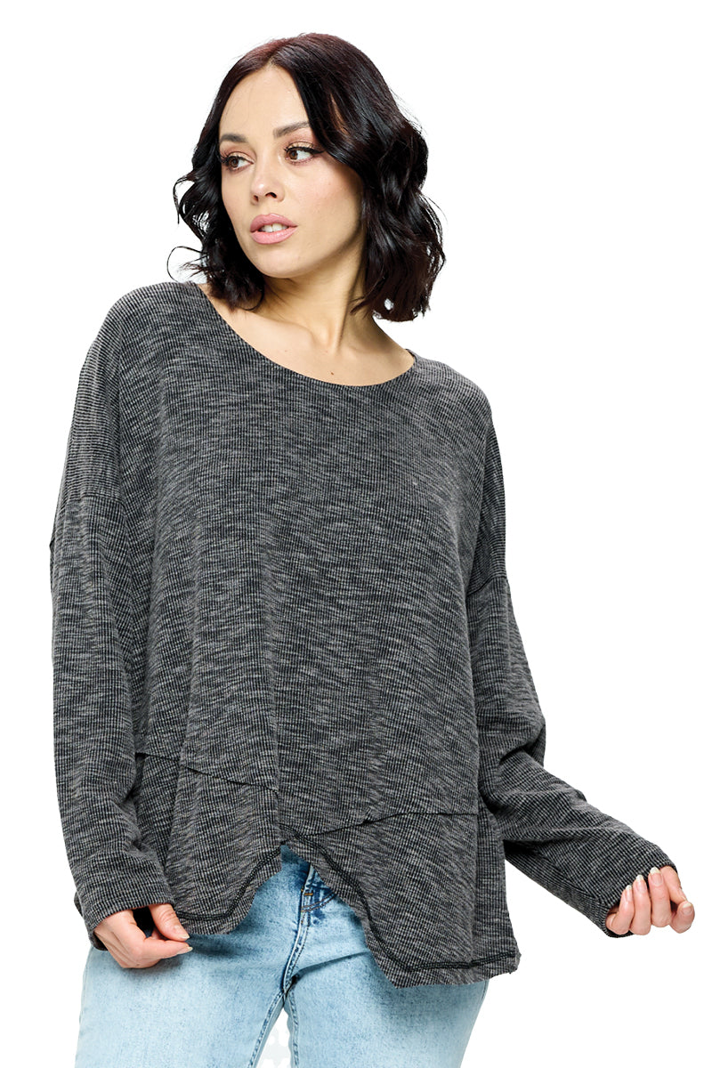 Top Ribbed Oversized Split