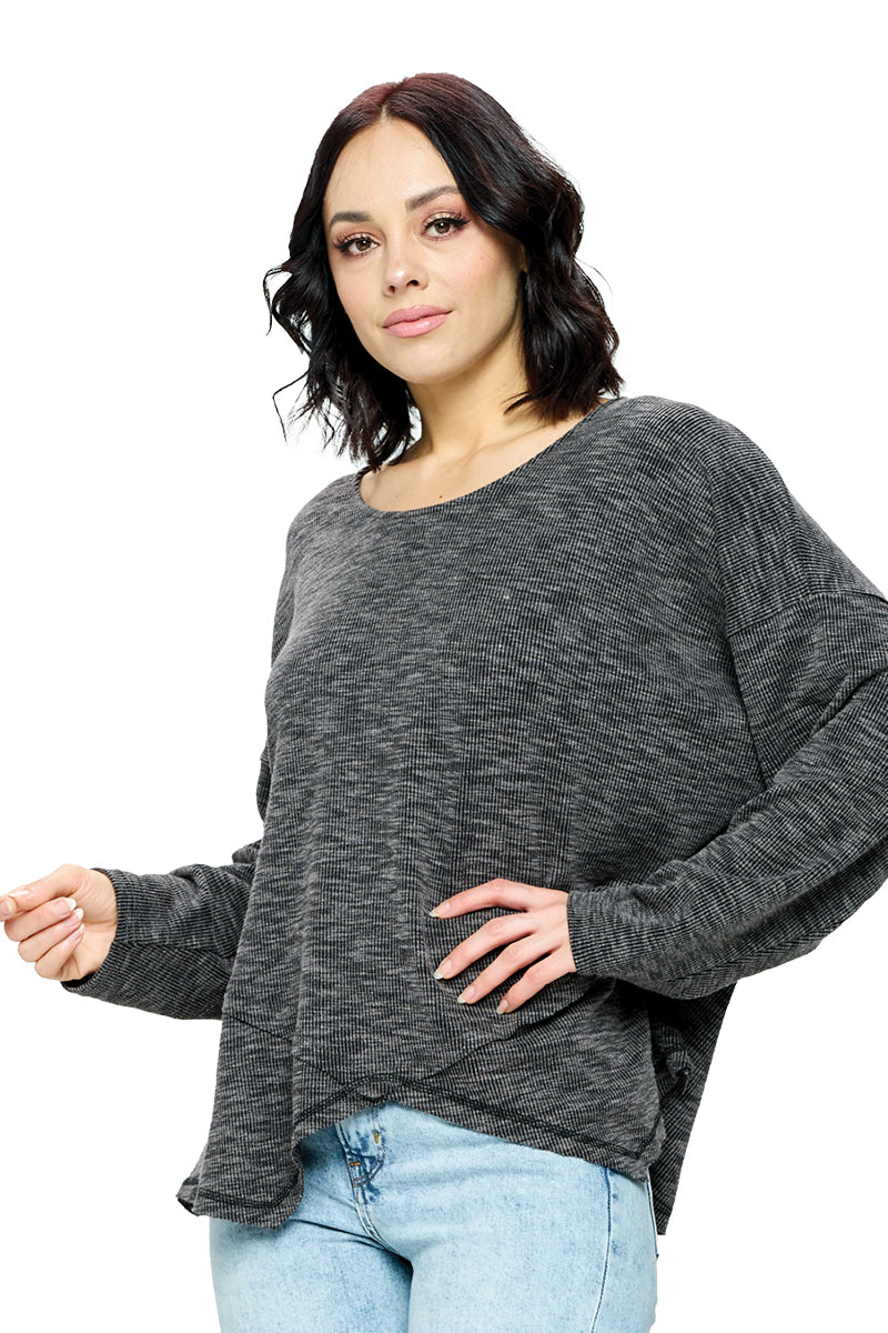 Top Ribbed Oversized Split