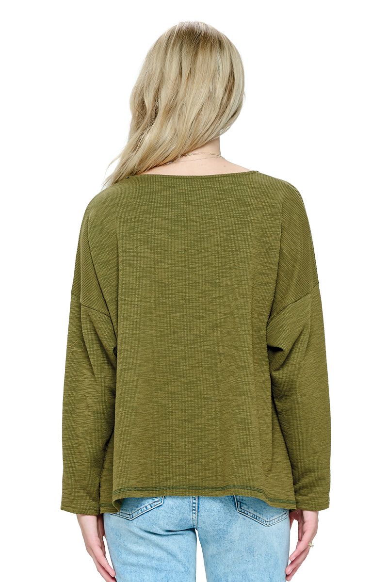 Top Ribbed Oversized Split