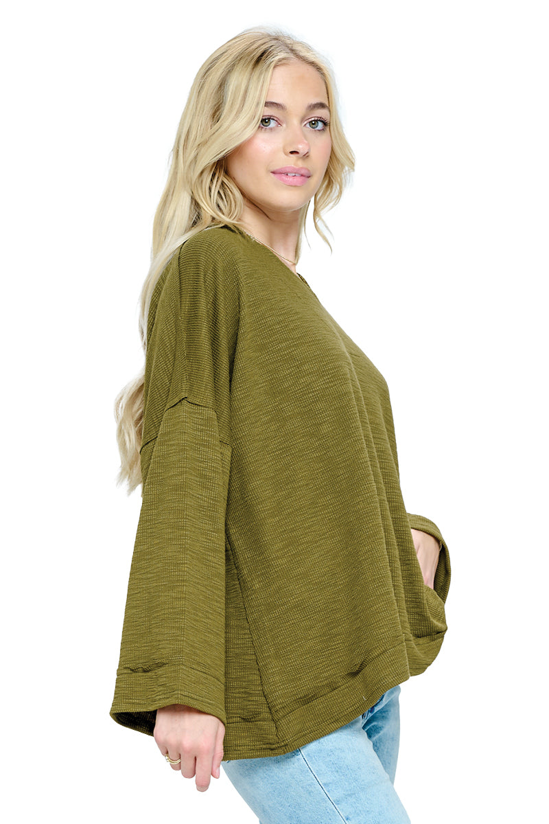 Black Hoodie Ribbed Raw Loose Fit