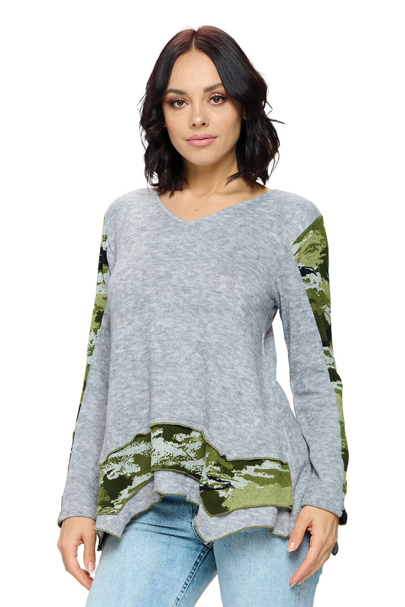 Top Patchwork Contrast Camouflage