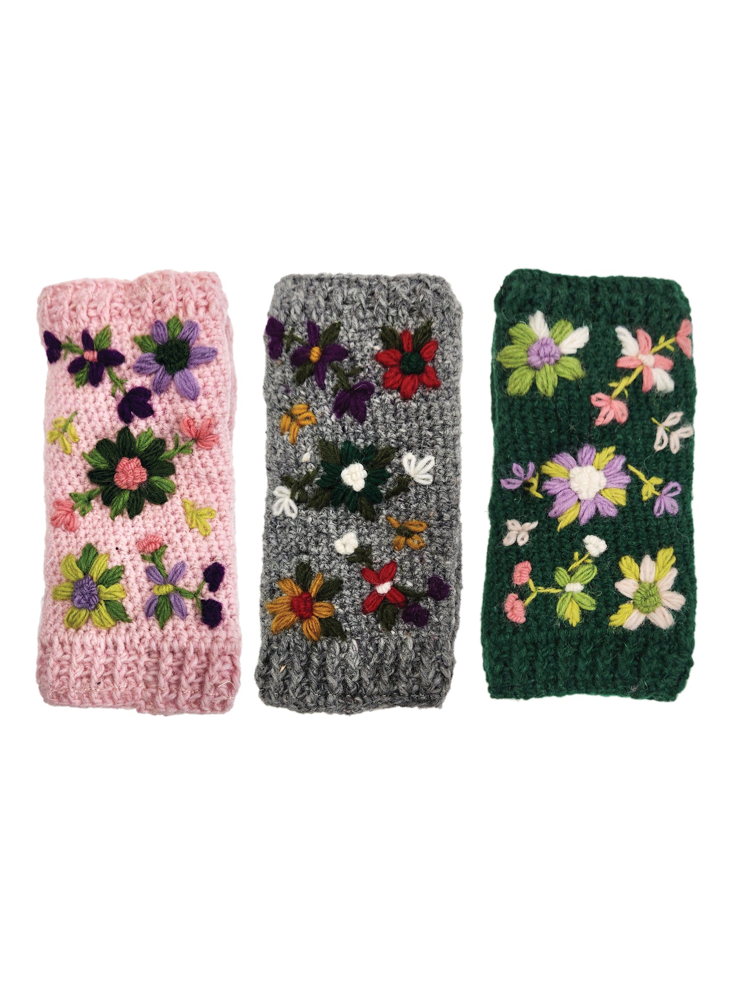 Handmade Knit Fingerless Floral Gloves