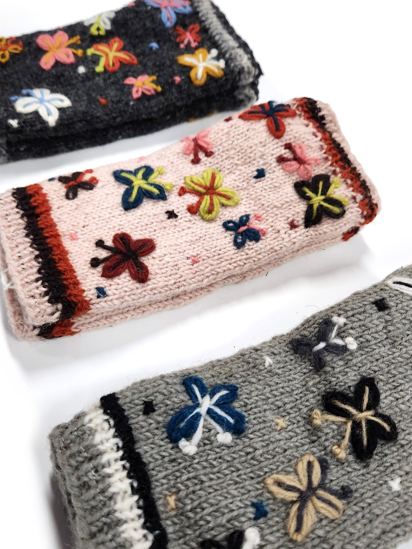 Handmade Knit Fingerless Gloves Butterflies