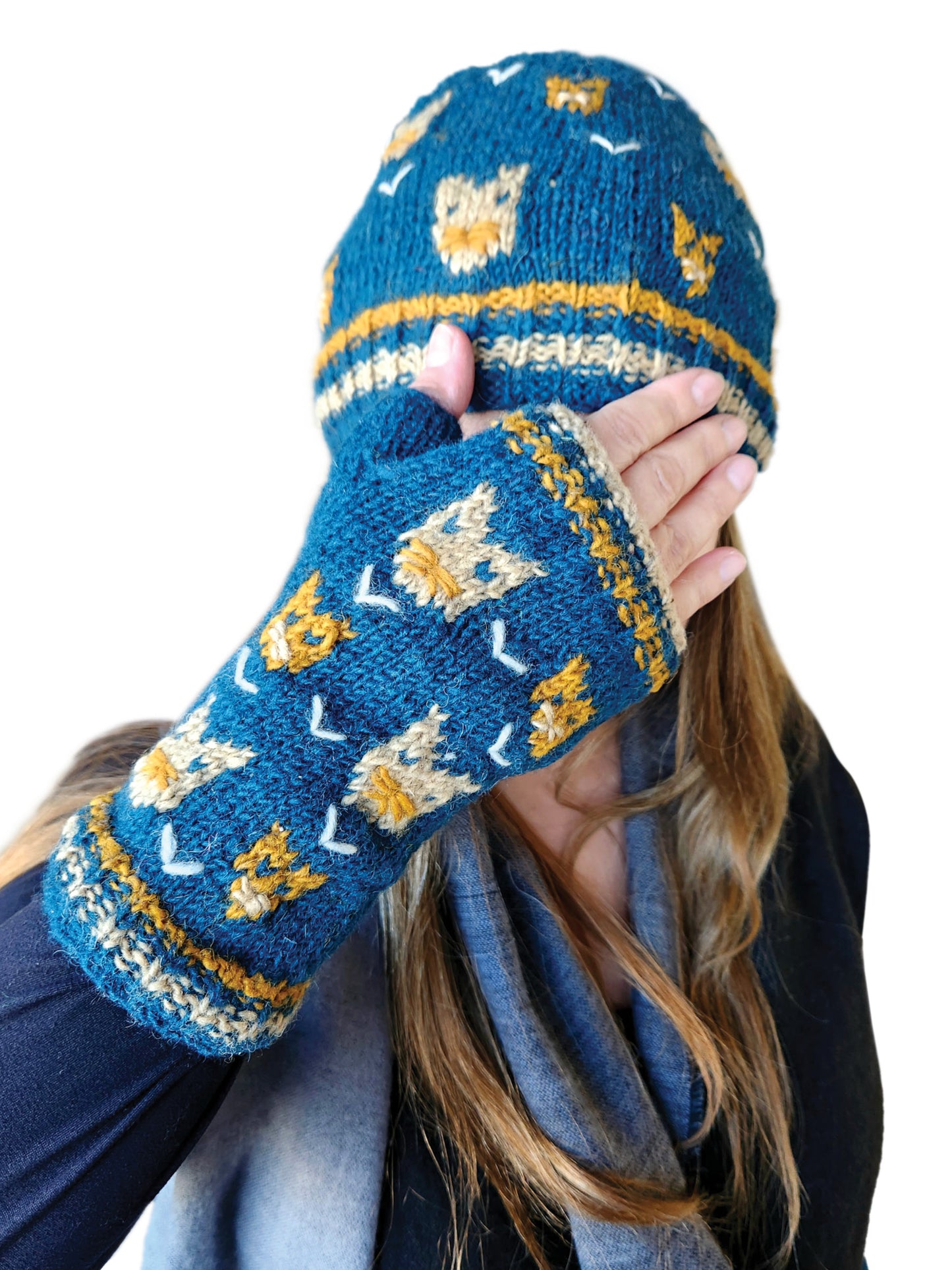Handmade Knit Beanie Hat Cat