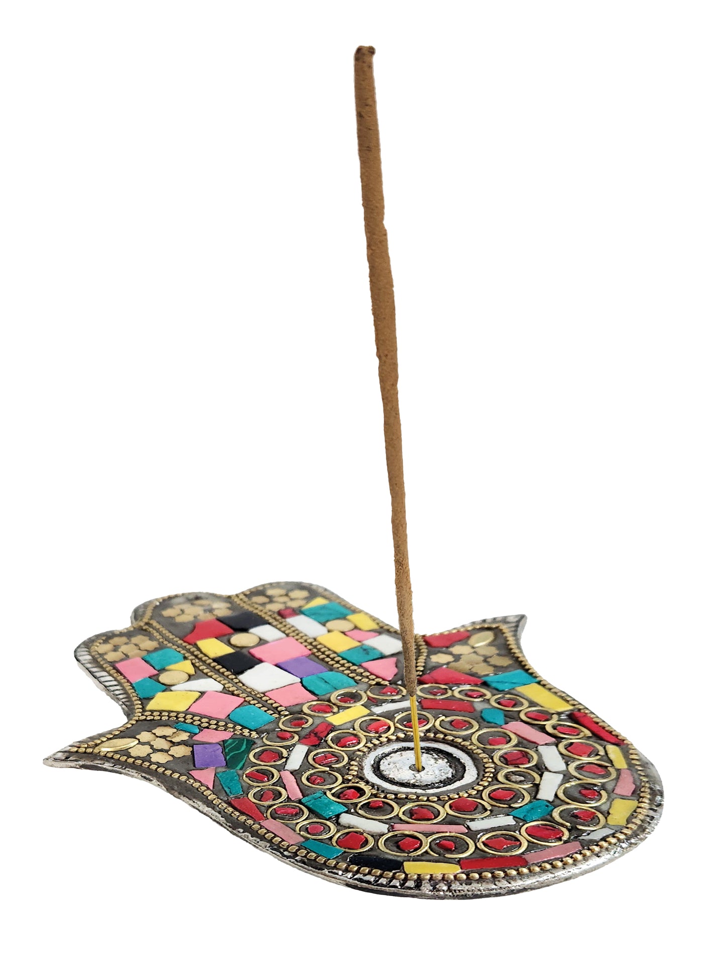 Hamsa Mosaic Multicolor Incense Holder