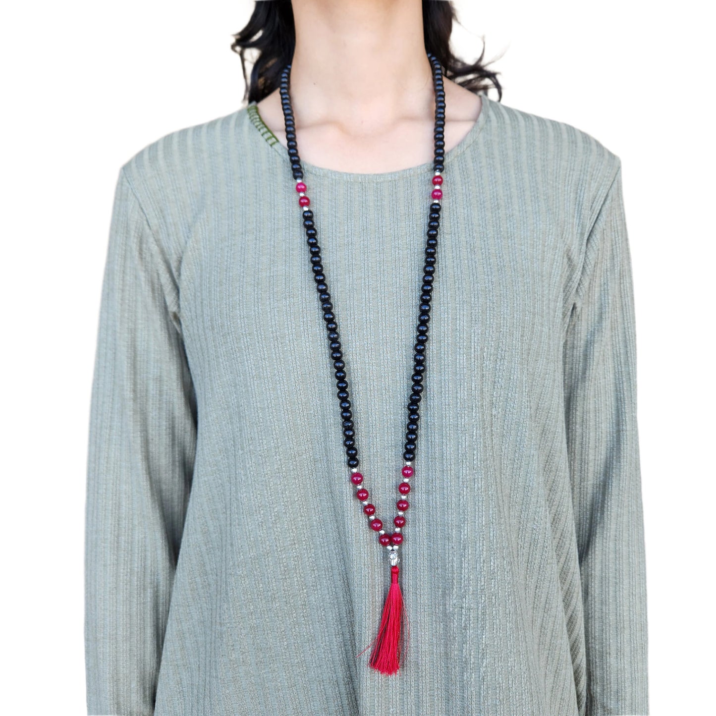 Beaded Tassel Mala Onyx