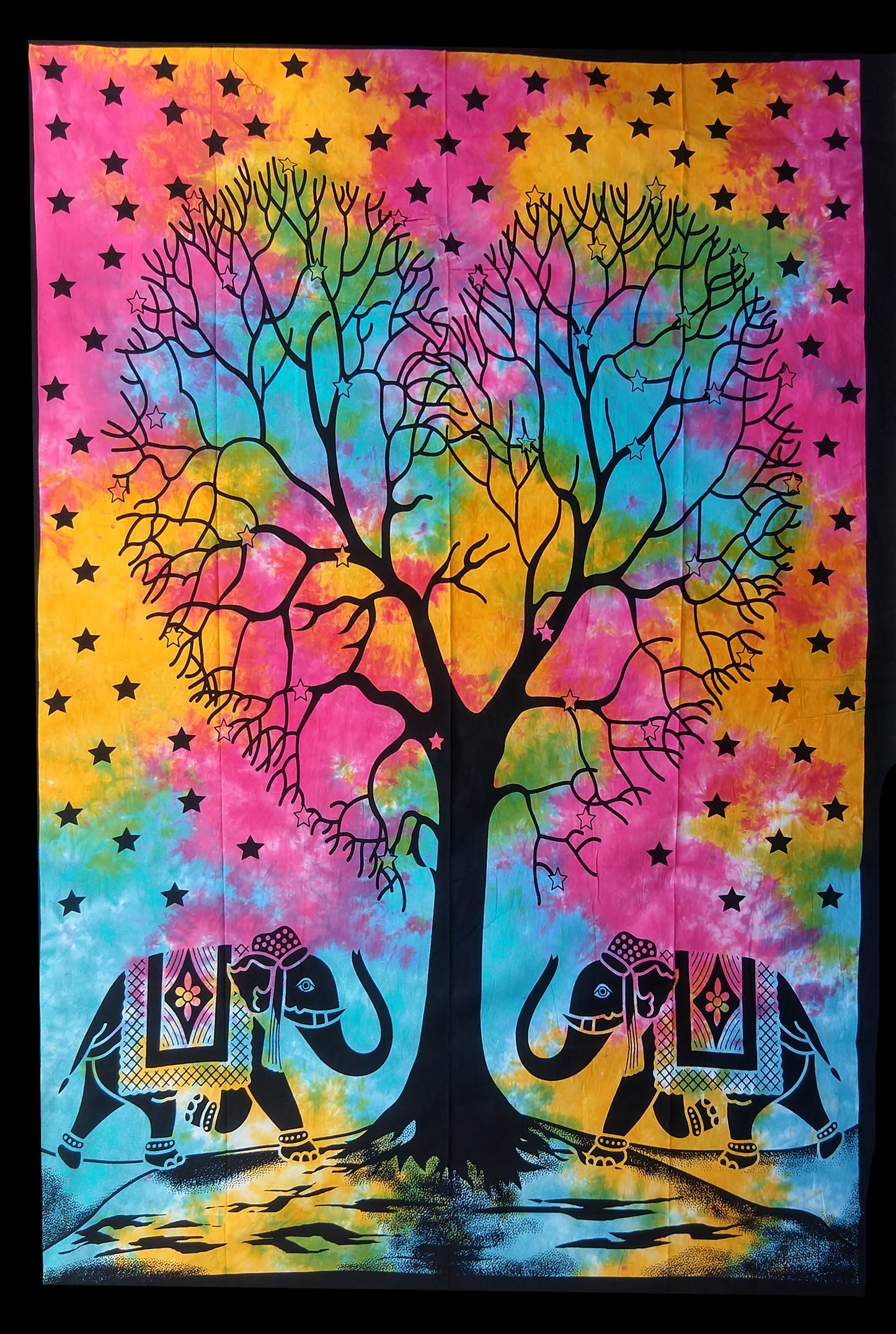 Elephant Heart Shaped Tree Of Life Tapestry