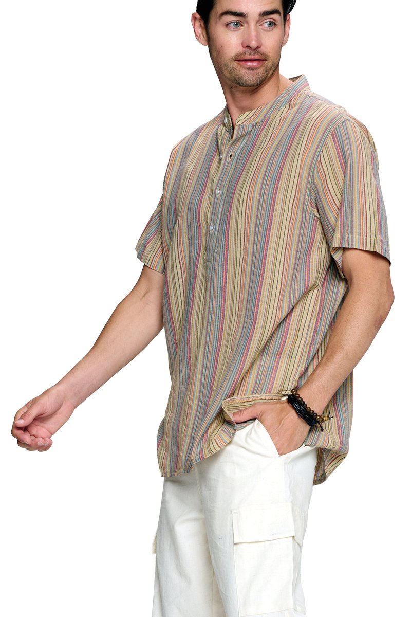 Mustard Men's Striped Kurta