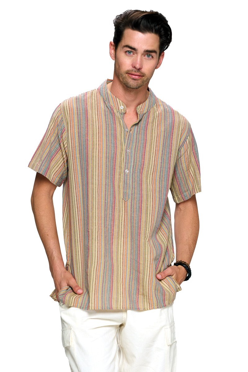 Mustard Men's Striped Kurta