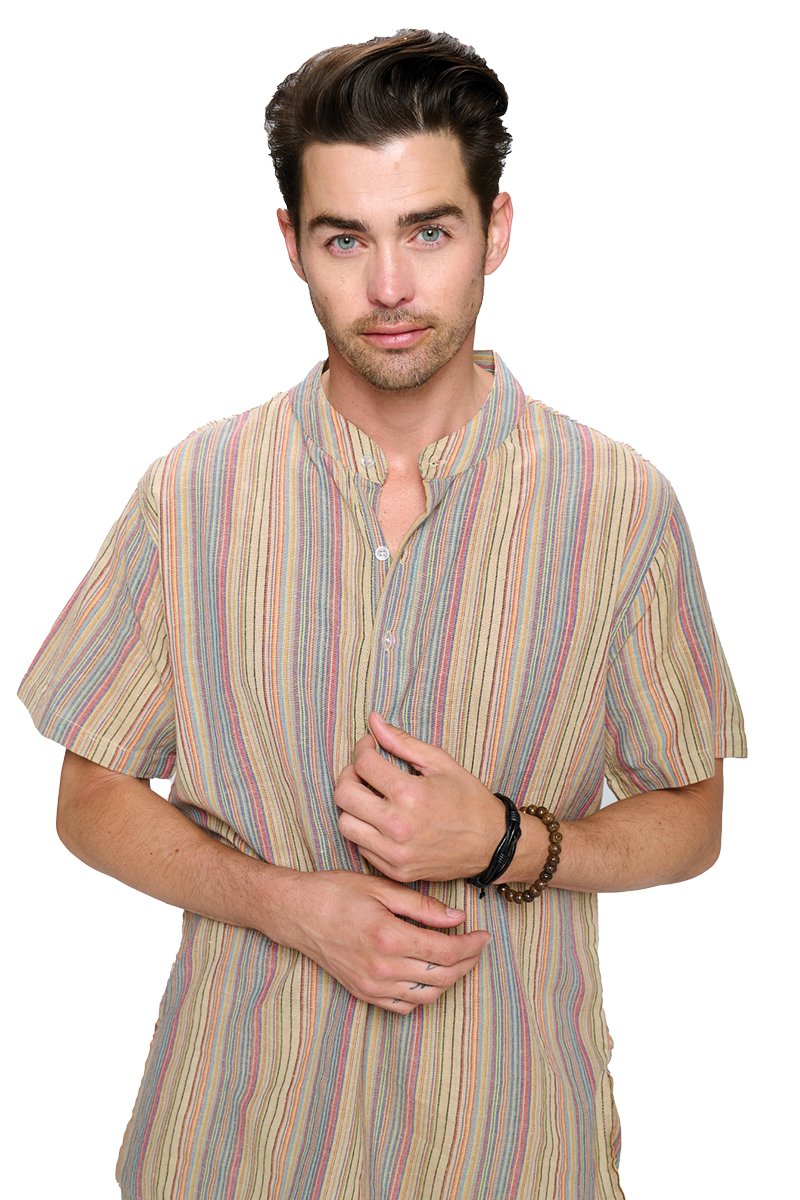 Mustard Men's Striped Kurta