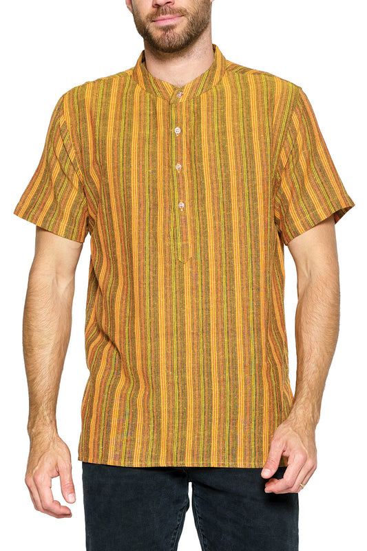 Mustard Men's Striped Kurta