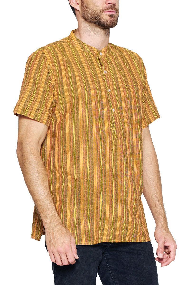 Mustard Men's Striped Kurta