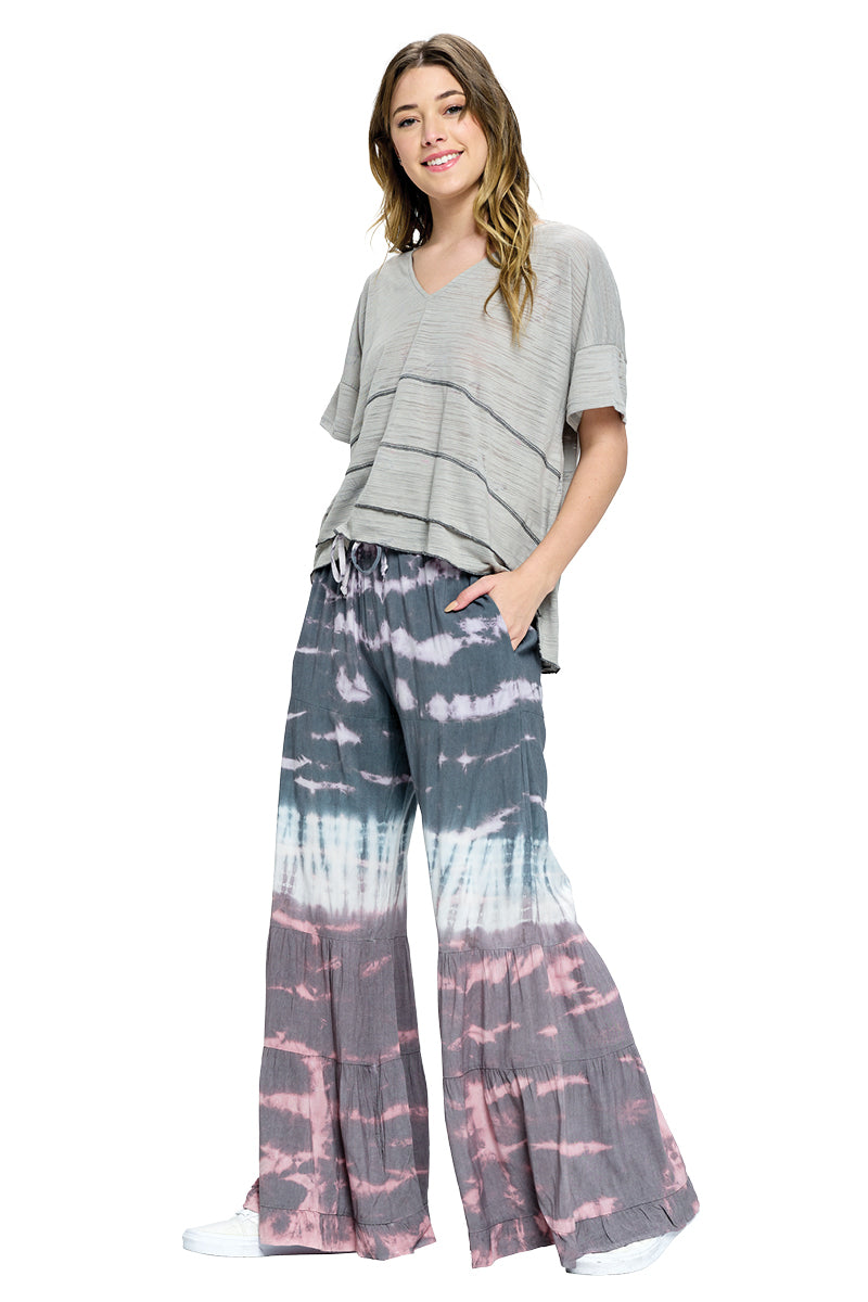 Pants Boho Tiered Palazzo Tie Dye