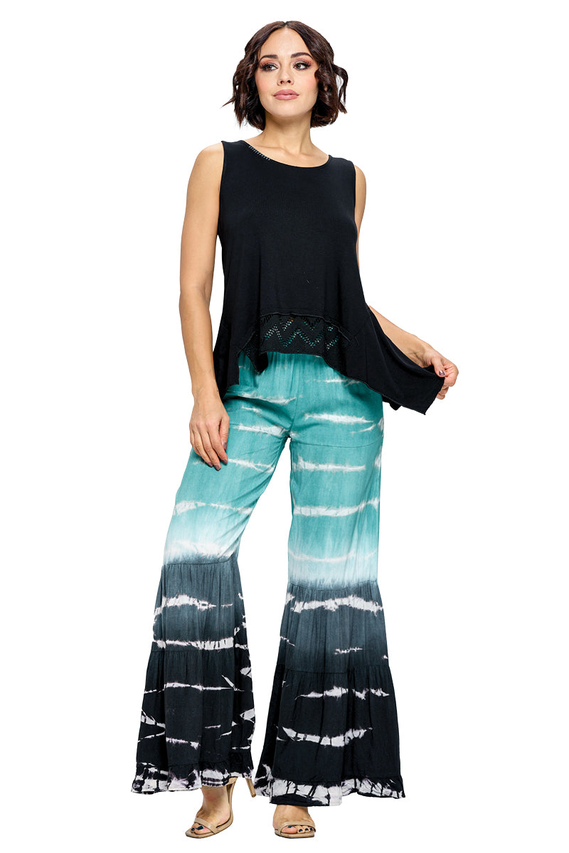 Pants Boho Tiered Palazzo Tie Dye