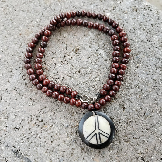 Peace Necklace Rose Wood