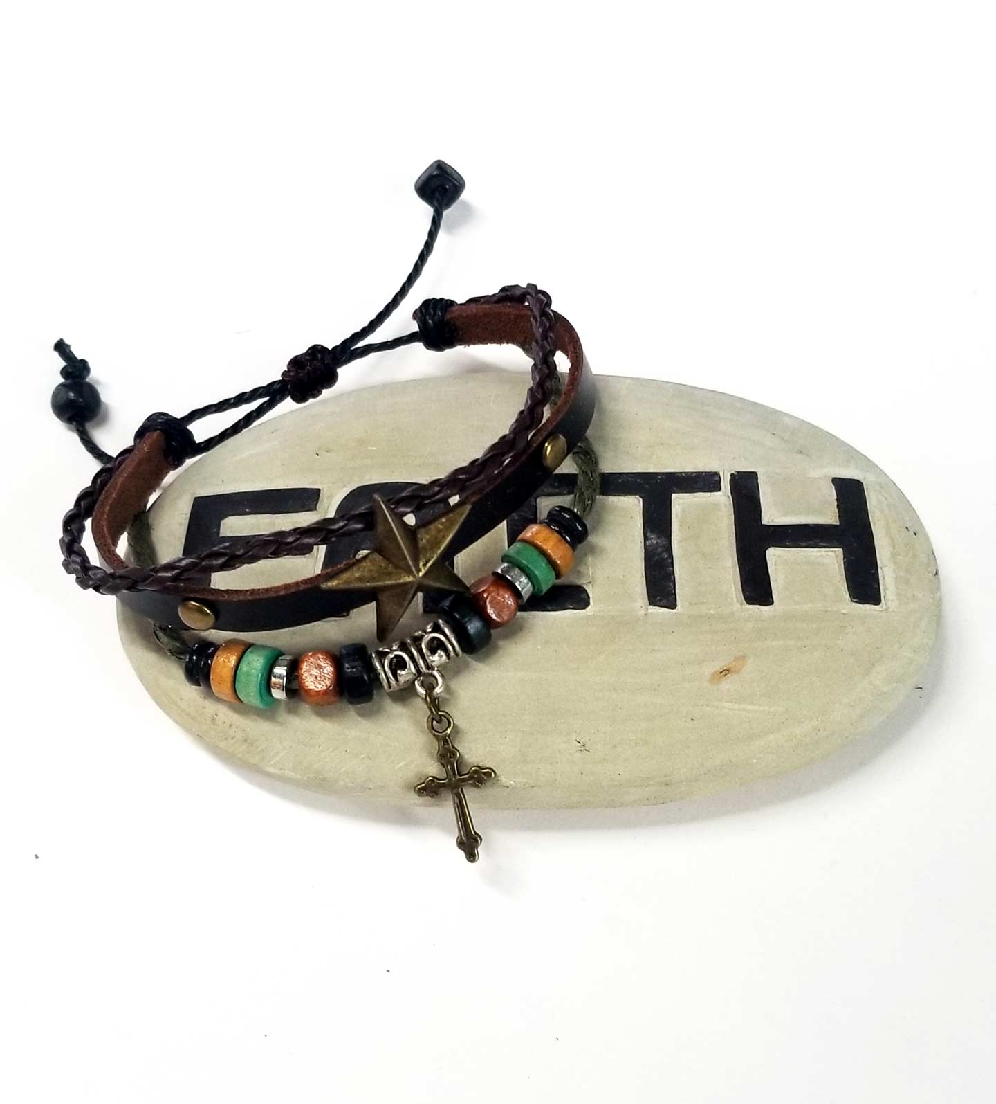 Yaknyeti Accessories | Bracelet Multi Layer Leather Beads Star Key Charms Adjustable | Mala