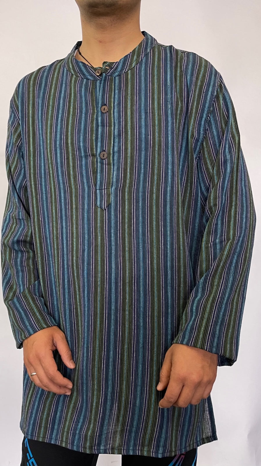 Button Up Striped Kurta Shirt