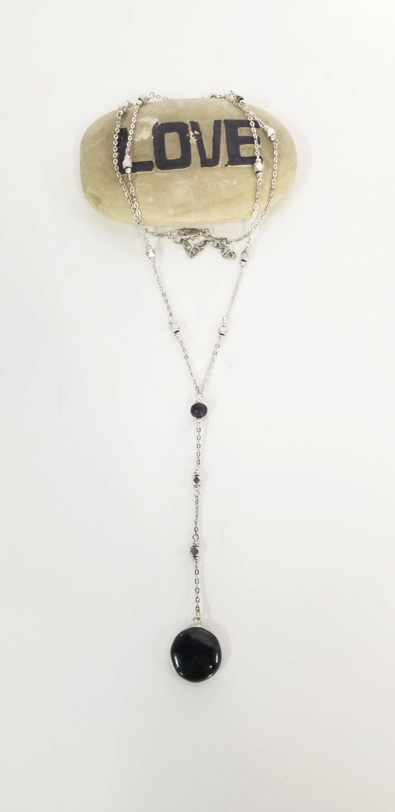 Accessories | Mala | Long Black Stone Necklace