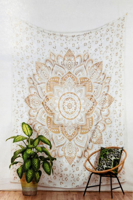 Lotus Flower Tapestry Golden