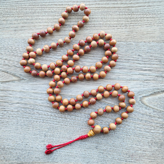 Wood Bead Knotted Mala