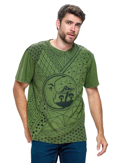 Men's T-Shirt Sacred Geometry Moon Mushrooms