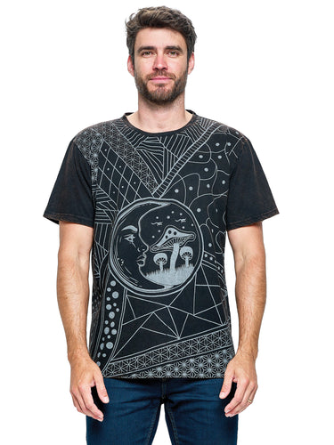 Men's T-Shirt Sacred Geometry Moon Mushrooms