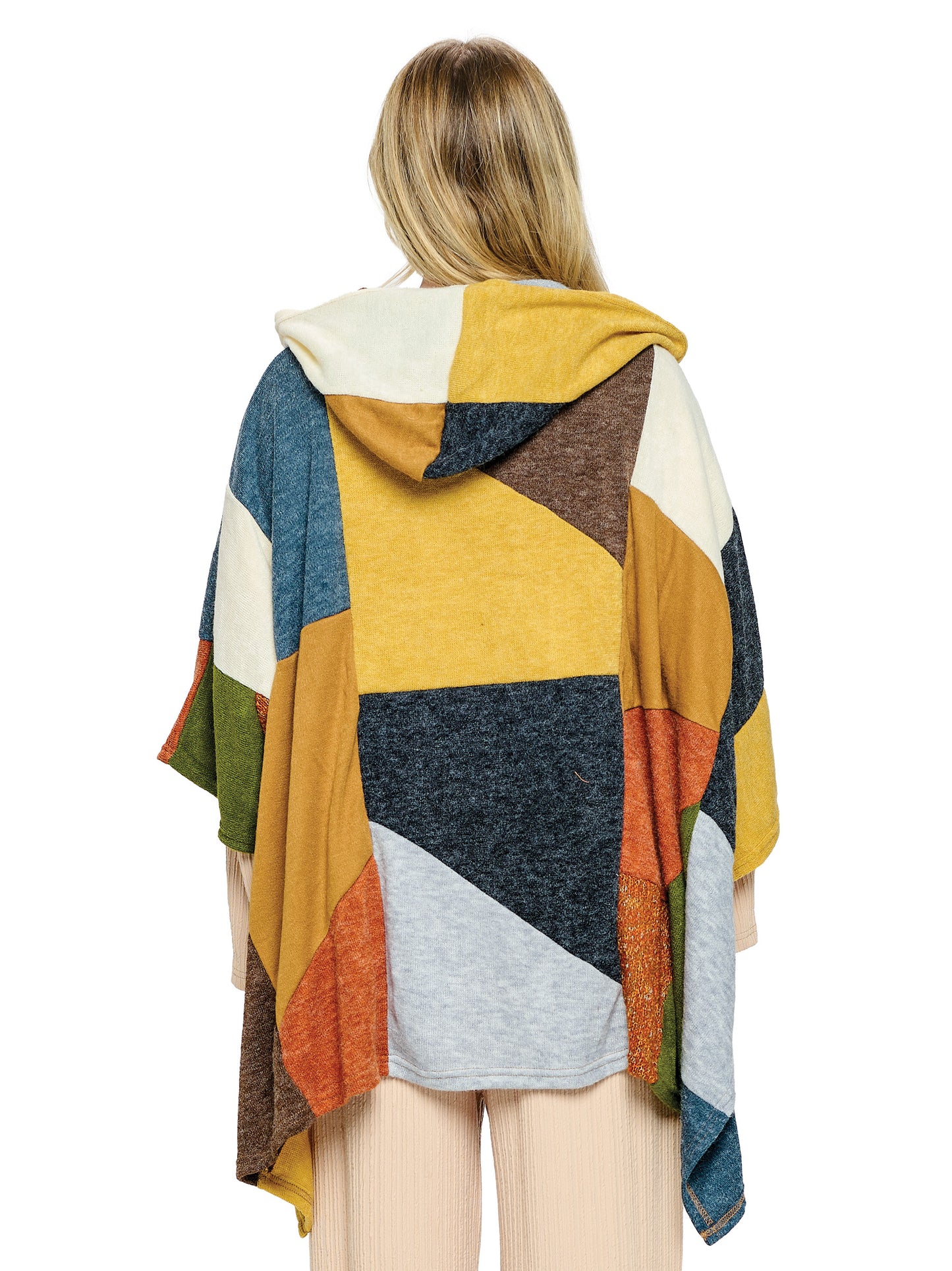 Wrap Hooded Multicolor Patchwork