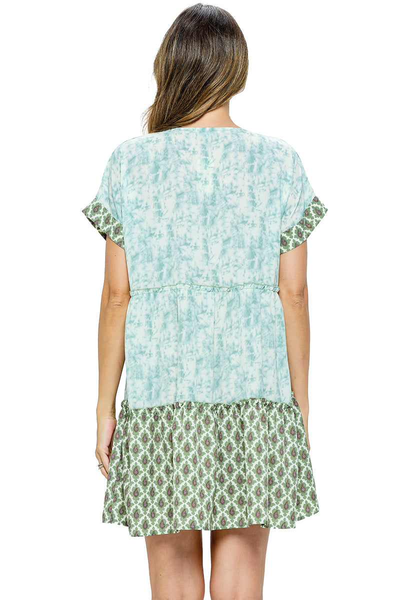 Dress Ruffle Tie Dye Patterned Print
