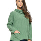 Top Turtle Neck Ribbed Oversized Pockets