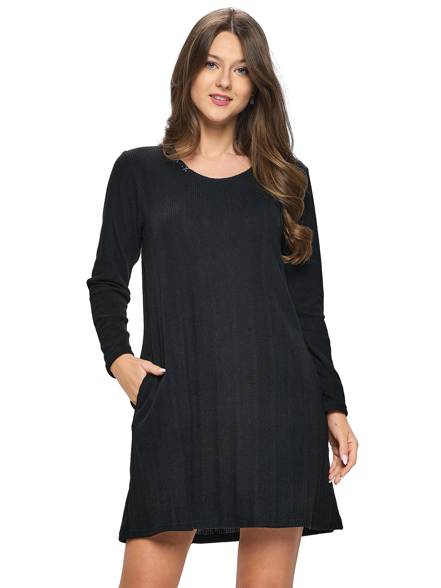 Dress Casual Soft Ribbed Pockets Handstich