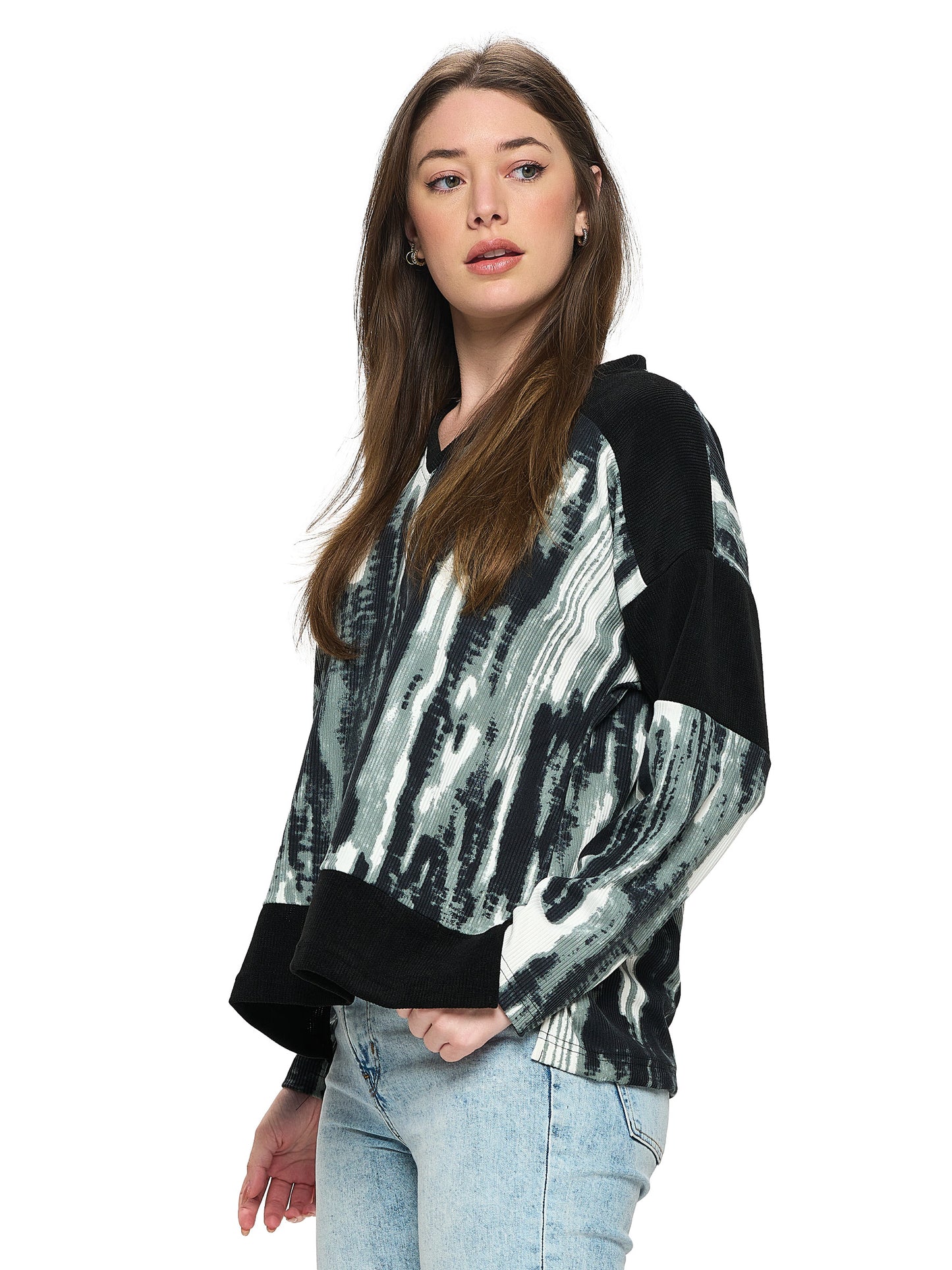 Pullover Colorblock Ribbed Oversized