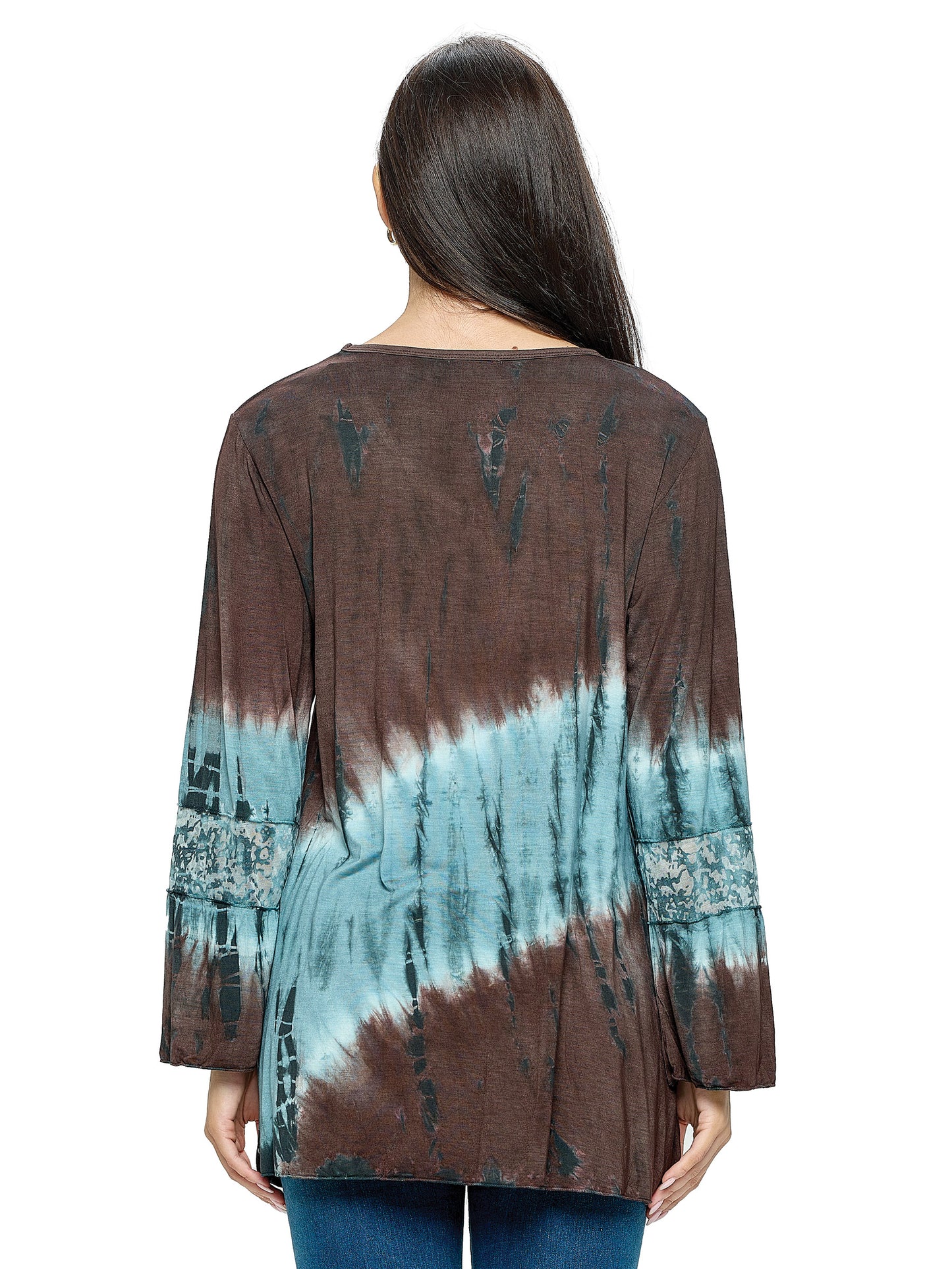 Tunic Top Boho Patchwork Tie Dye Burn out