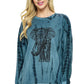 Pullover Top Boho Tie Dye Elephant Print