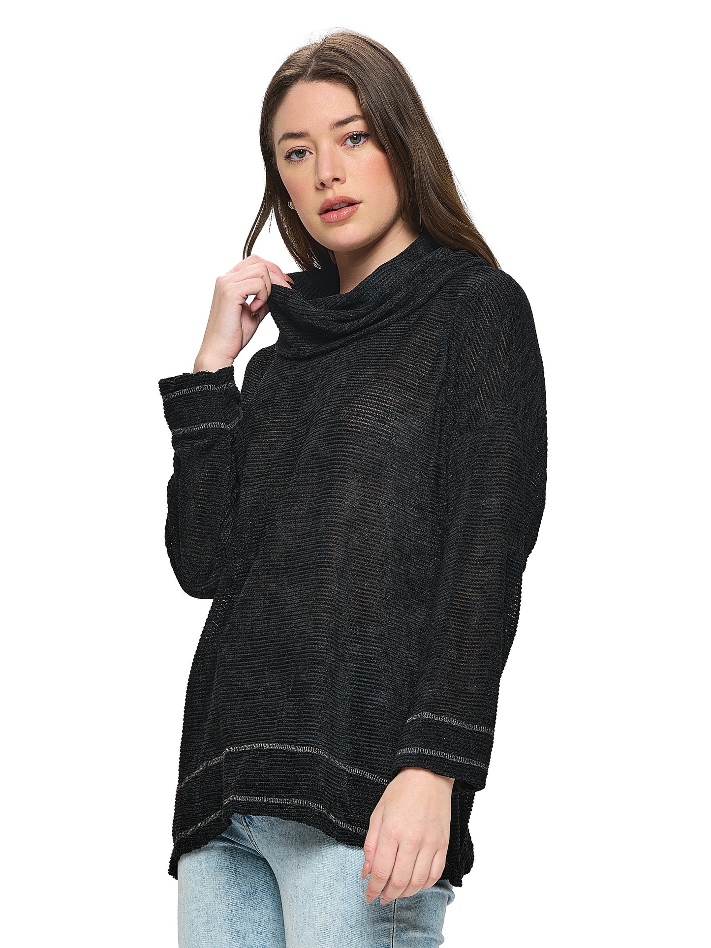 Sweater Top Slouchy Oversized Cowl Neck