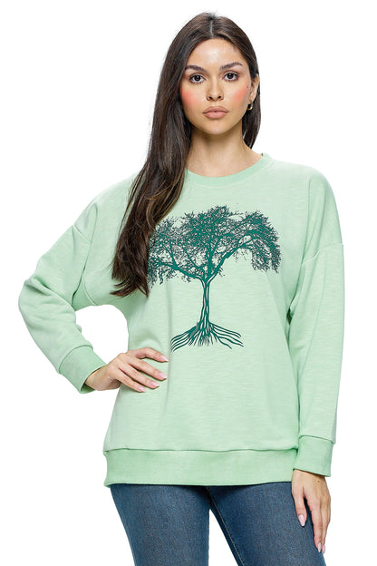 Pullover Tree of Life Print Boho Comfy