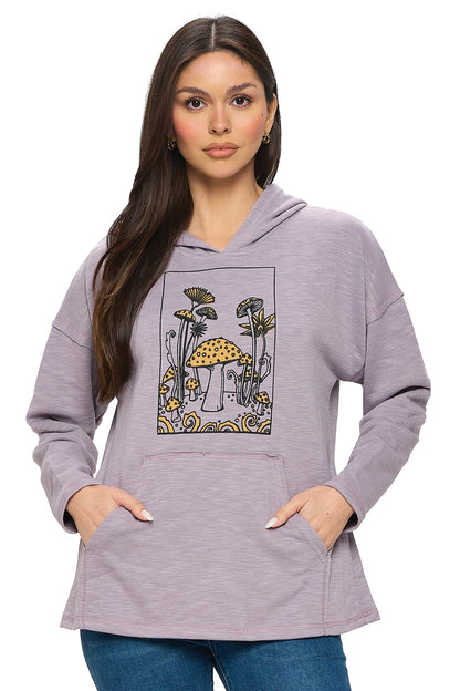 Hoodie Boho Mushrooms Print